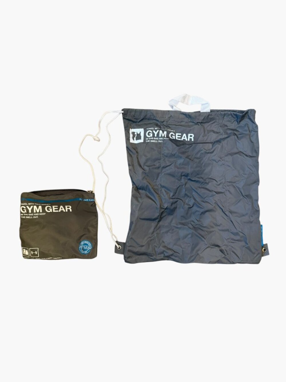 Flight 001 Go Clean Gym Gear Gray Drawstring Backpack Gym Bag